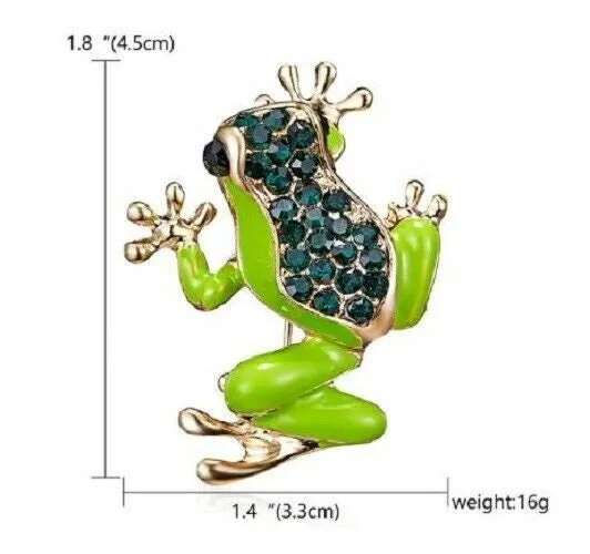 Stunning diamonte gold plated vintage look frog christmas brooch cake pin b2