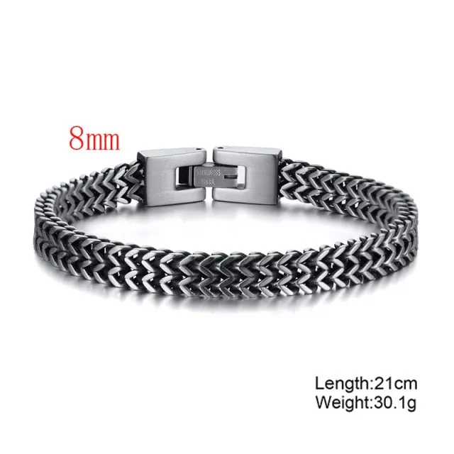 STYLISH STAINLESS STEEL BALI FOXTAIL CHAIN BRACELET FOR MEN DOUBLE FRANCO LINK CHAINS BRACELETS ARMBAND MALE JEWELRY