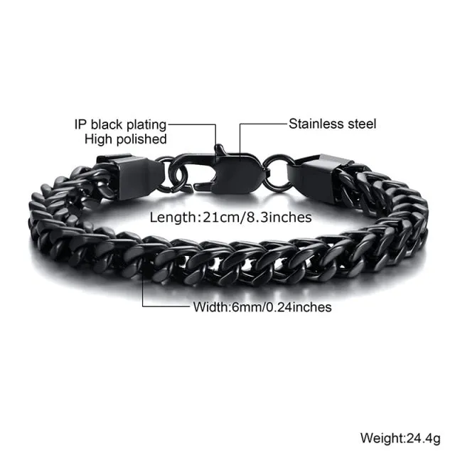 STYLISH STAINLESS STEEL BALI FOXTAIL CHAIN BRACELET FOR MEN DOUBLE FRANCO LINK CHAINS BRACELETS ARMBAND MALE JEWELRY