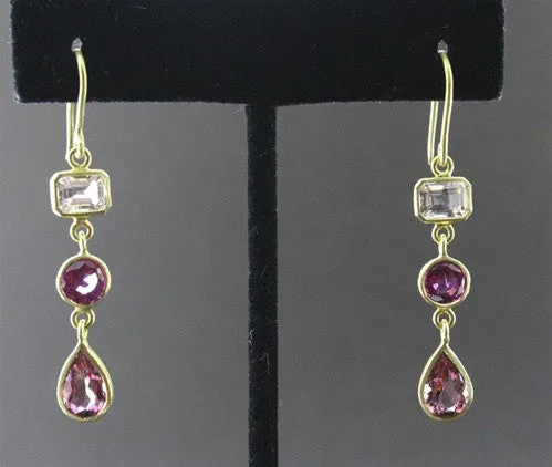 Susan Gordon Rubellite Tourmaline Earrings 22k Yellow Gold