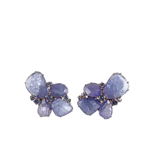 Tanzanite And Sapphire Cluster Earrings