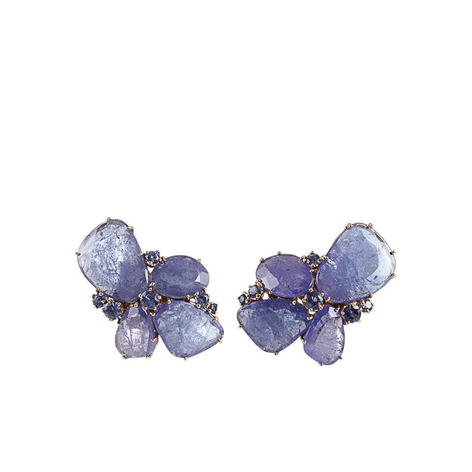 Tanzanite And Sapphire Cluster Earrings