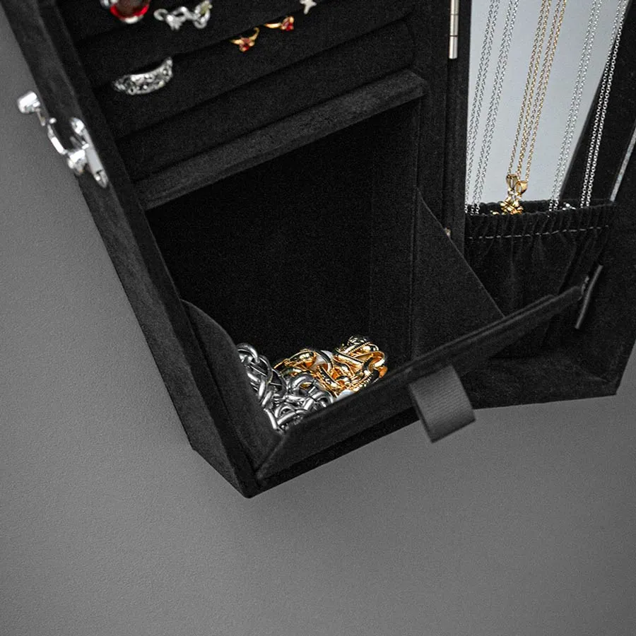 The Black Velvet Coffin Jewellery Cabinet