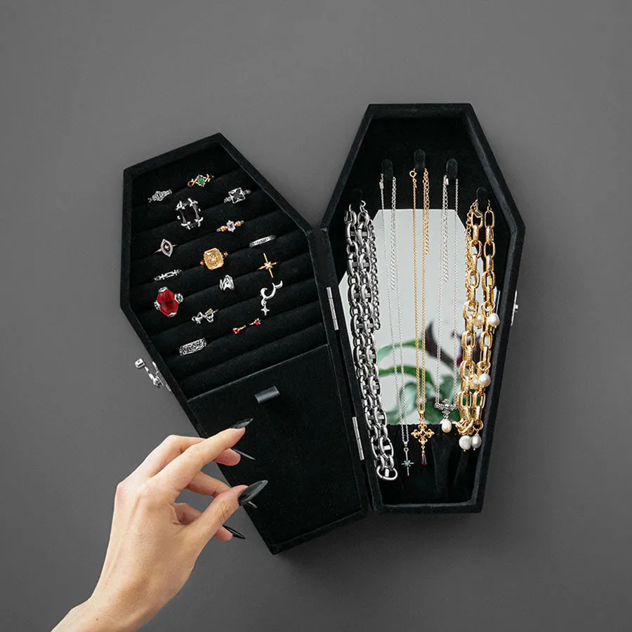 The Black Velvet Coffin Jewellery Cabinet