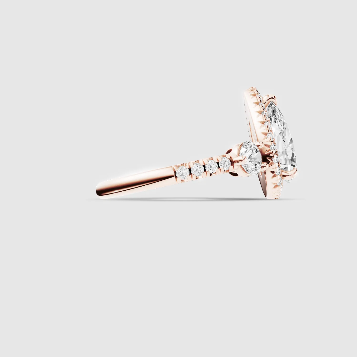 The Trinity Studded Solitaire Ring-Pear