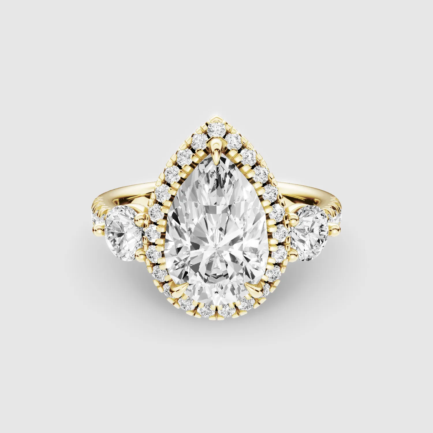 The Trinity Studded Solitaire Ring-Pear