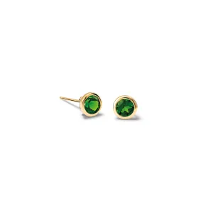 Theresa Stud Earrings Yellow Gold - Chrome Diopside