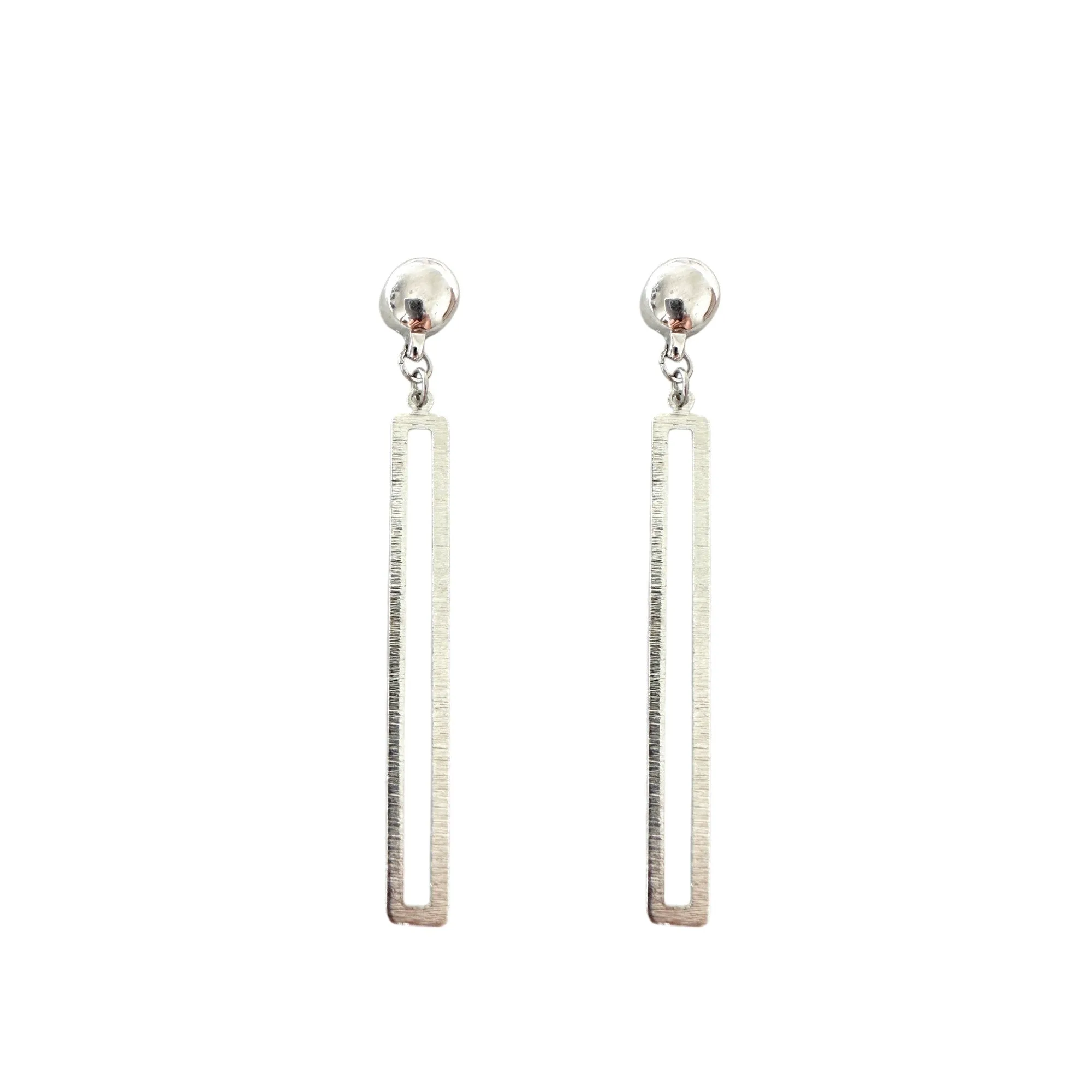 TI-Go Silver rectangular loop earring