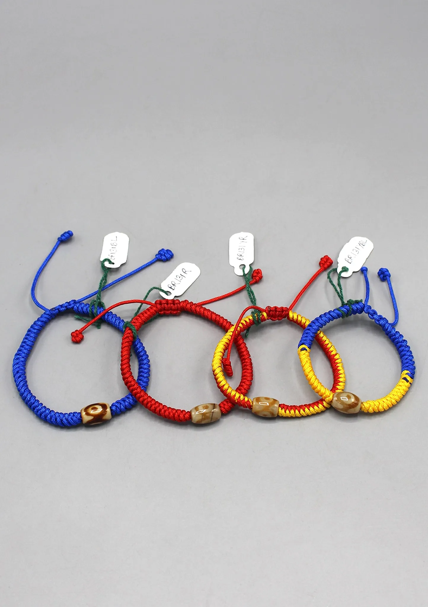 Tibetan Colorful Thick Lucky Knot Bracelet with Dzi Beads