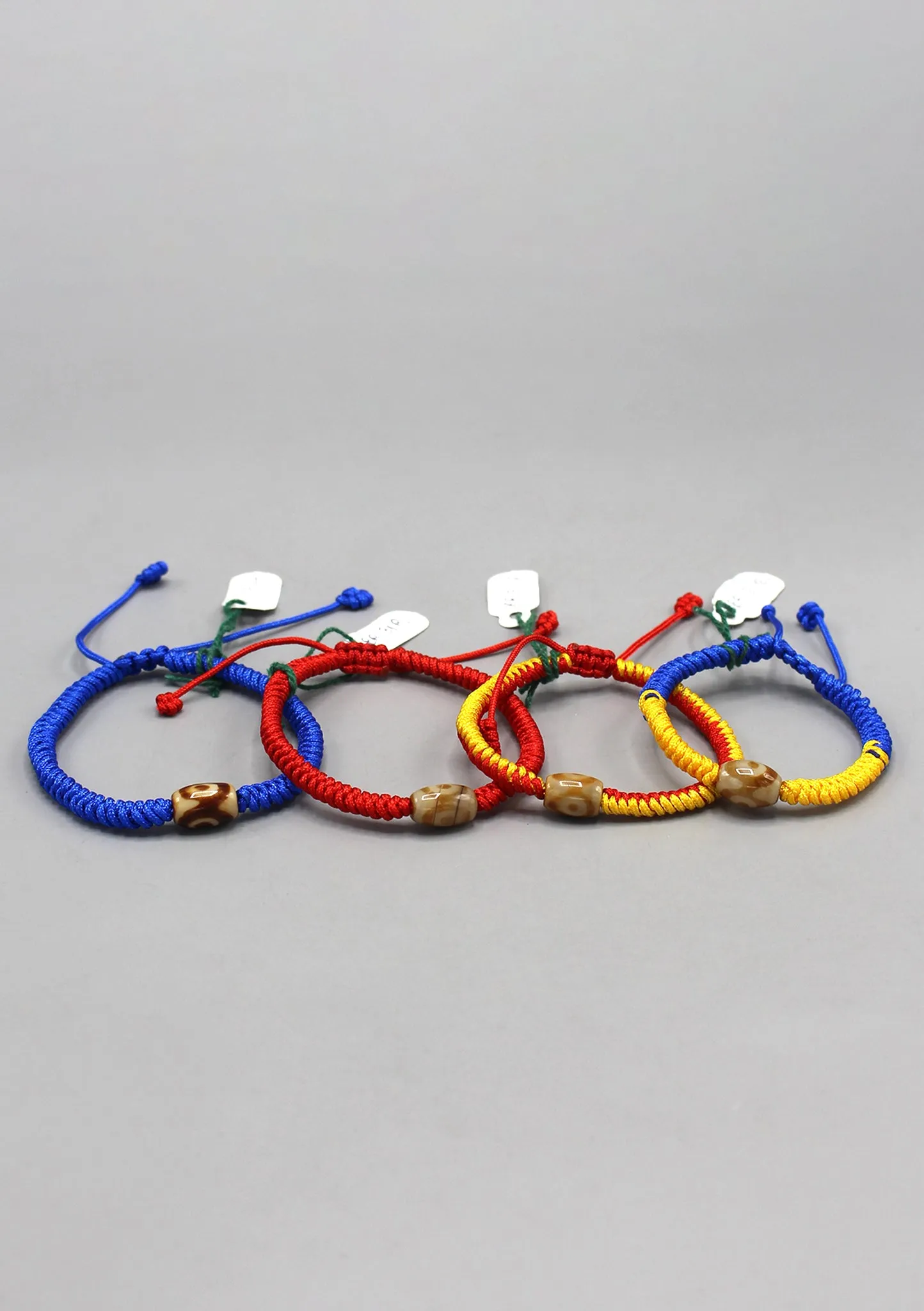 Tibetan Colorful Thick Lucky Knot Bracelet with Dzi Beads