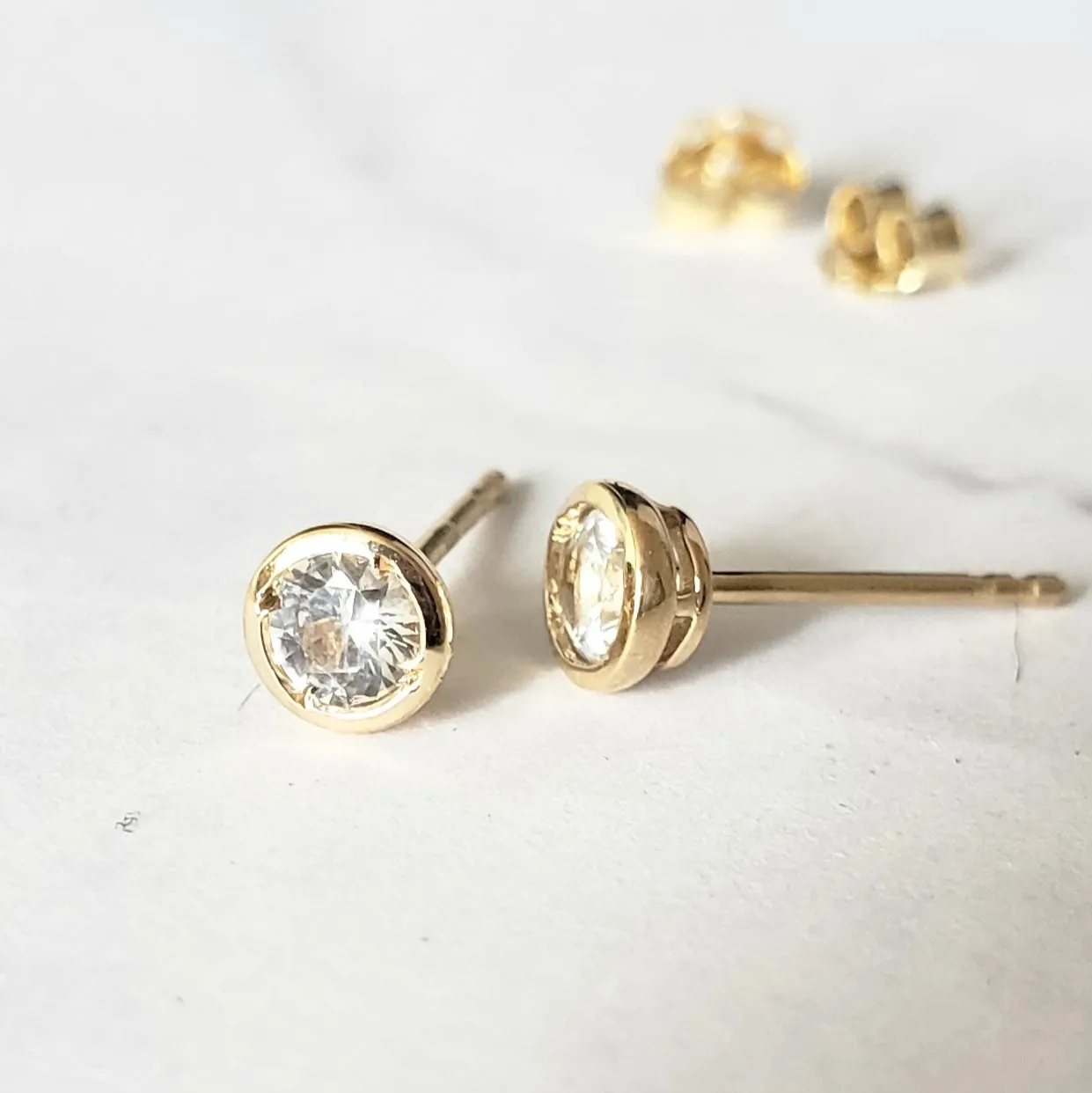 Tiny White Sapphire Studs