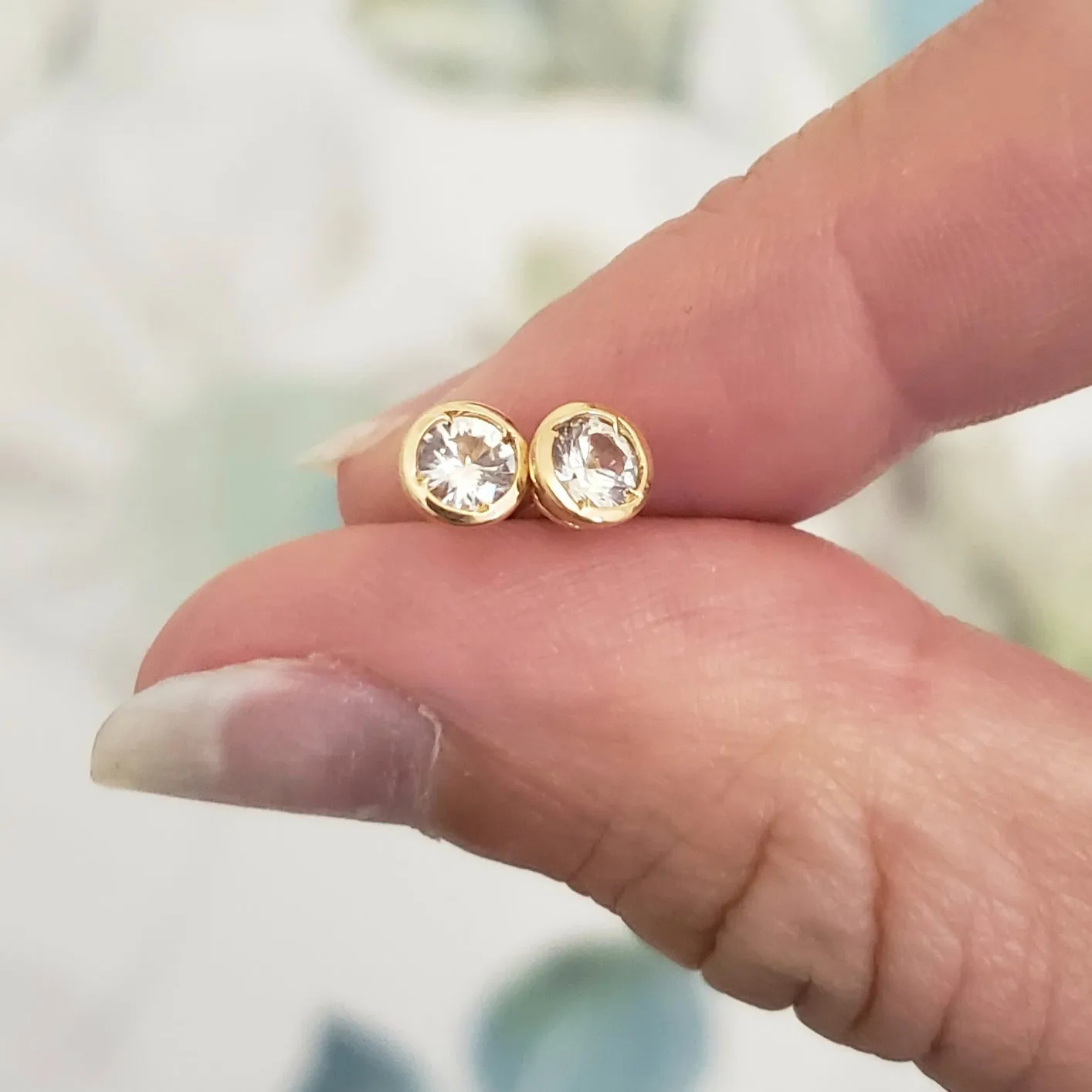 Tiny White Sapphire Studs