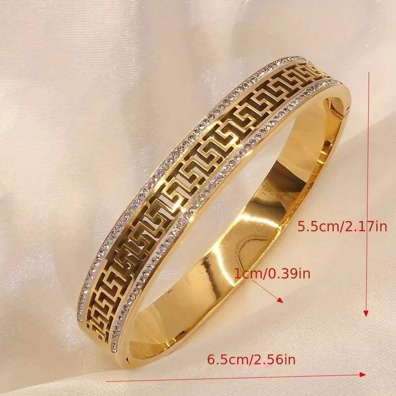 Titanium Steel Hollow With Artificial Diamond Bracelet