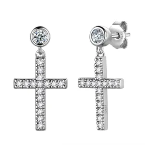 Tokyo Mart Classic Small Cross Drop Earrings Women Mens Jewelry Sterling Silver