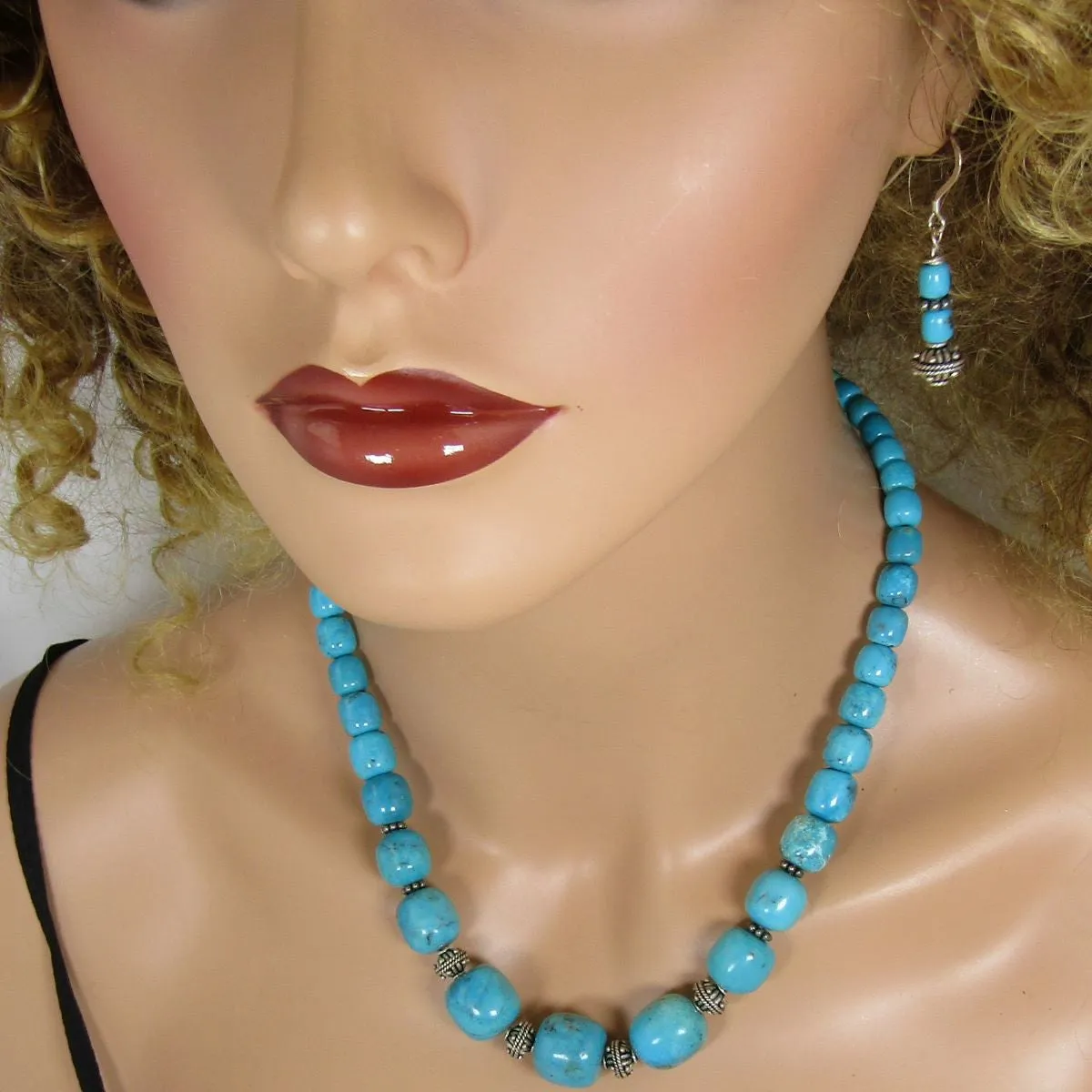 Turquoise Beaded Necklace & Earring A Classic Set