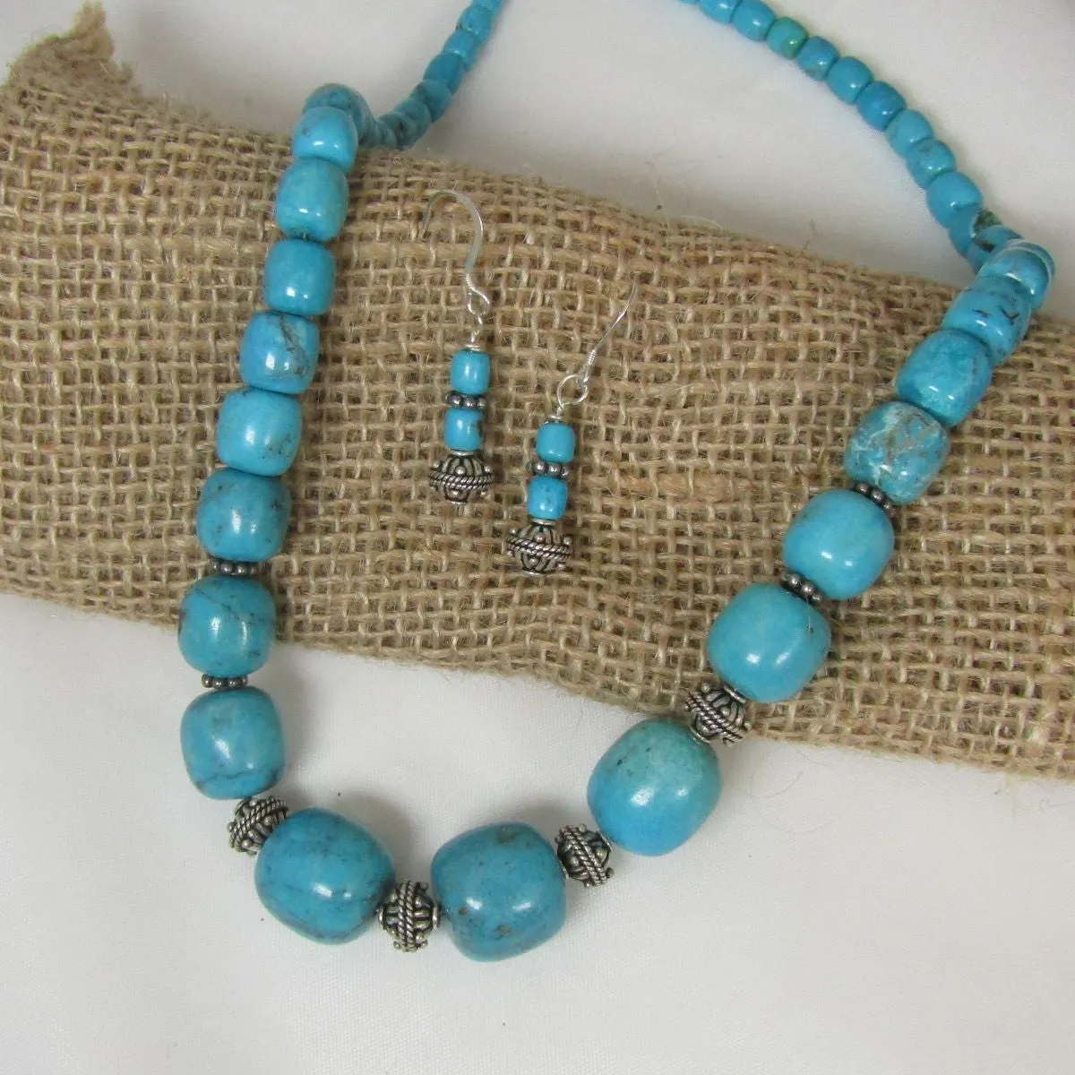 Turquoise Beaded Necklace & Earring A Classic Set