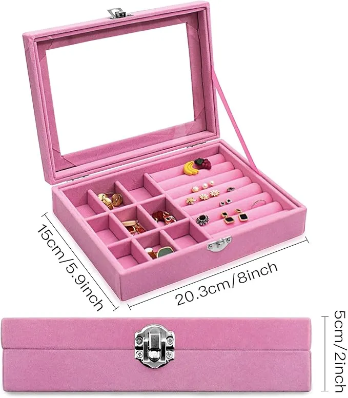 Velvet Clear Lid Jewelry Organizer