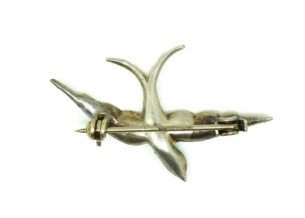 Victorian Silver Diamante Swallow