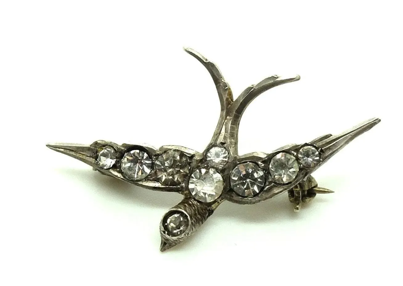 Victorian Silver Diamante Swallow