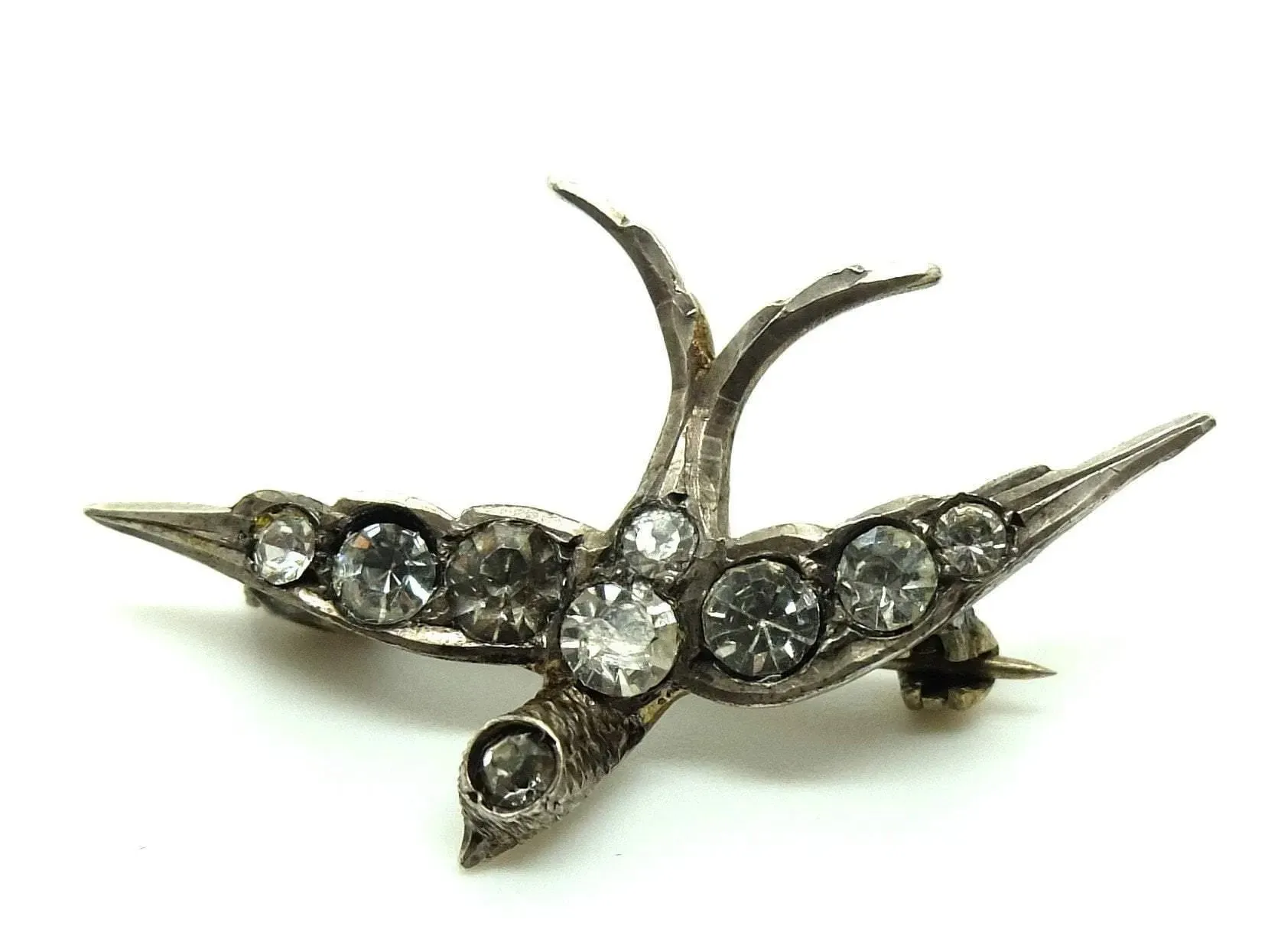 Victorian Silver Diamante Swallow