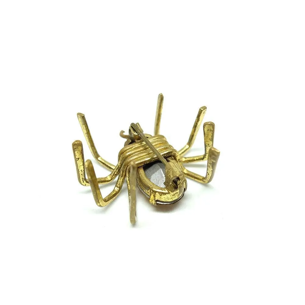 Vintage 1940s Amber Czech Glass Spider Brooch