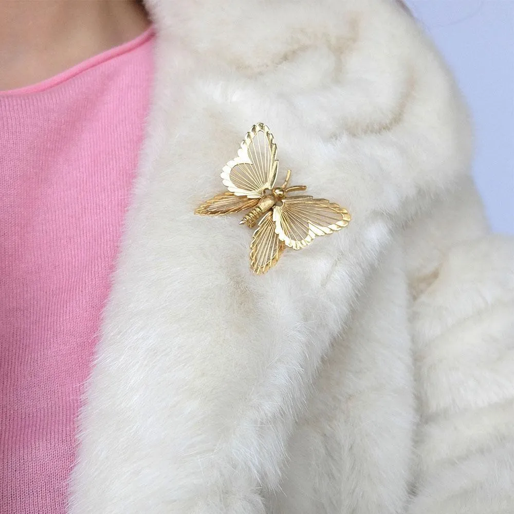 Vintage 1961 Spinneret Monet Gold Butterfly Brooch