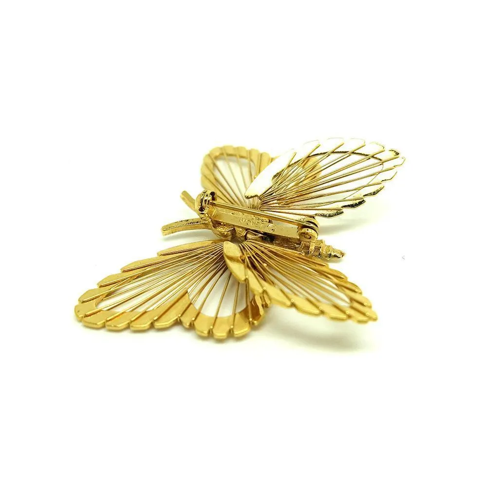 Vintage 1961 Spinneret Monet Gold Butterfly Brooch