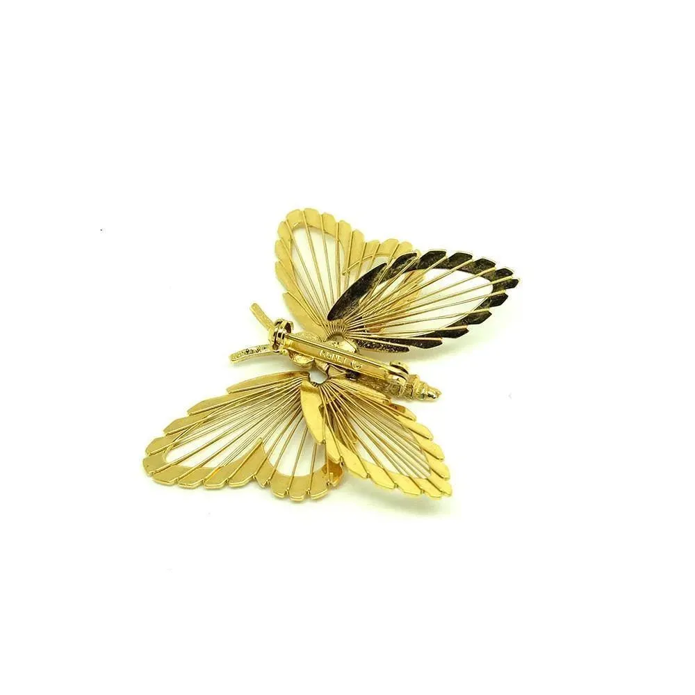 Vintage 1961 Spinneret Monet Gold Butterfly Brooch