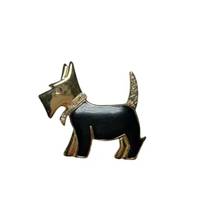 Vintage Black & Gold Scottie Dog Brooch