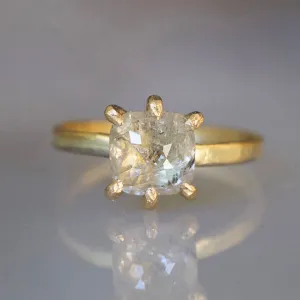 White 1.67CT Rose Cut Diamond on a 2MM Gold Skinny Seamed Band