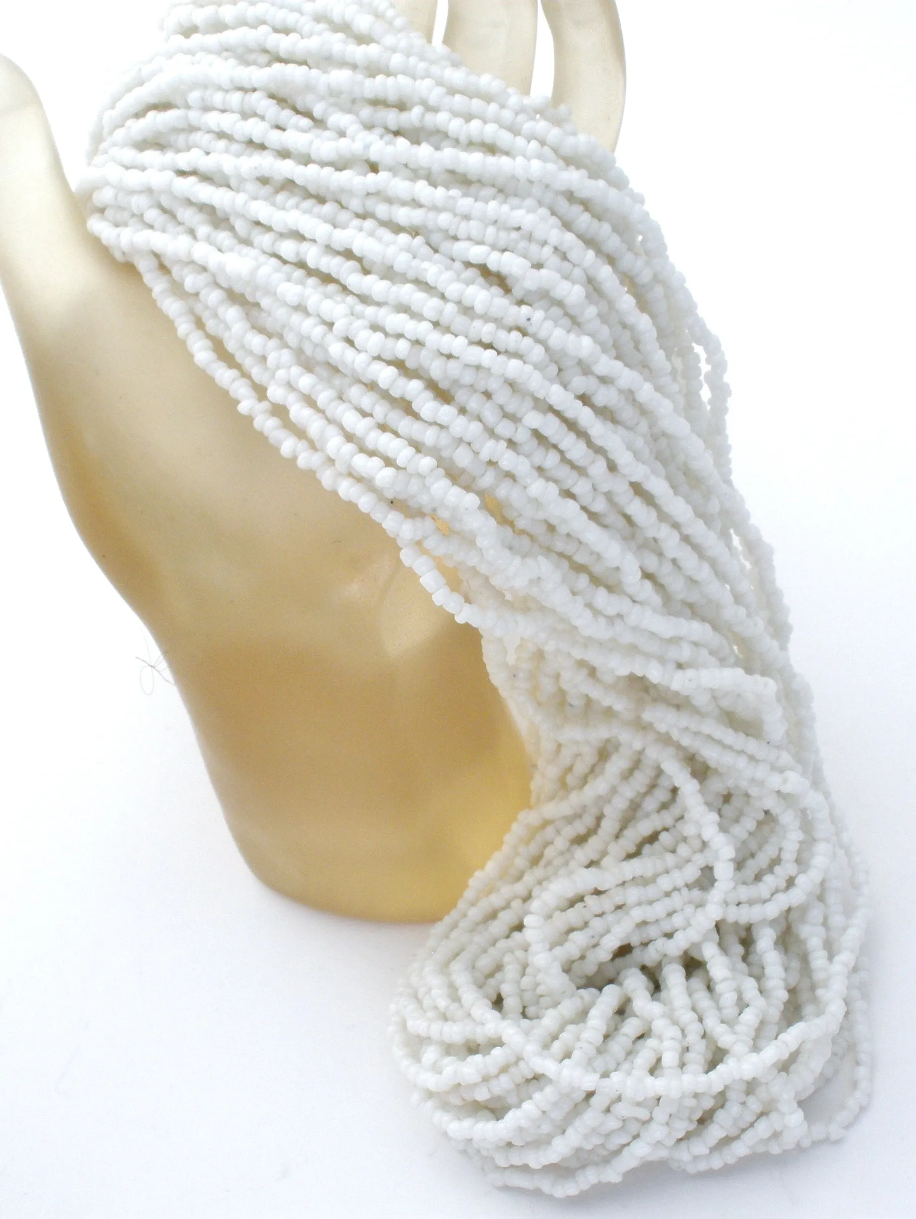 White 30 Strand Torsade Seed Bead Necklace