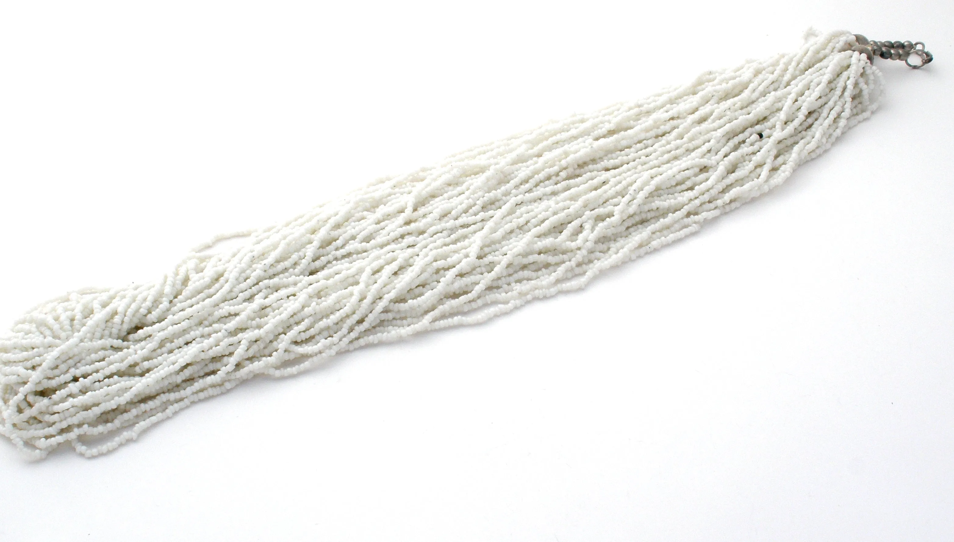 White 30 Strand Torsade Seed Bead Necklace