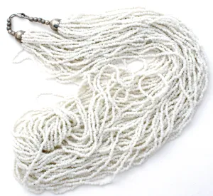 White 30 Strand Torsade Seed Bead Necklace