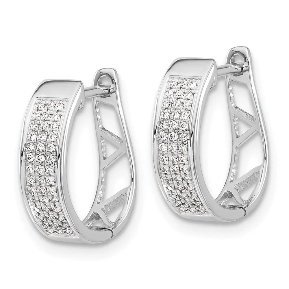 White Gold Diamond Hinged Oval Hoop Earrings - Model EM5379-020-WA