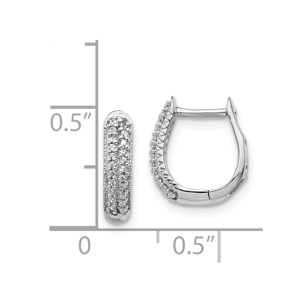 White Gold Polished Diamond Hinged Hoop Earrings - Model EM5385-016-WA