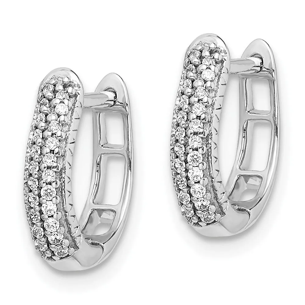 White Gold Polished Diamond Hinged Hoop Earrings - Model EM5385-016-WA