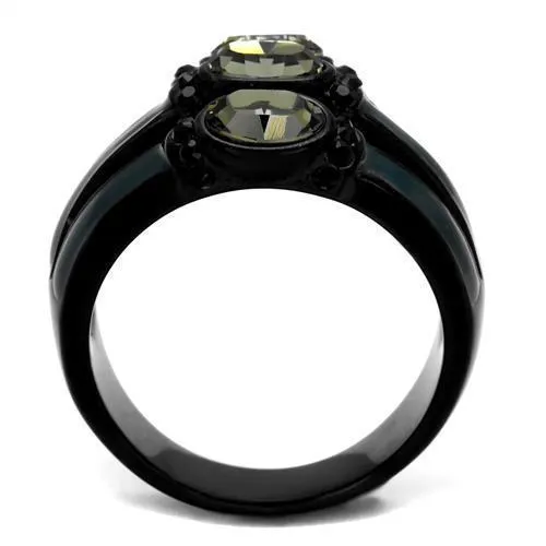 Women Stainless Steel Synthetic Crystal Rings Black Diamond