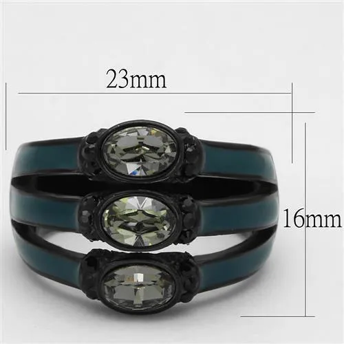 Women Stainless Steel Synthetic Crystal Rings Black Diamond