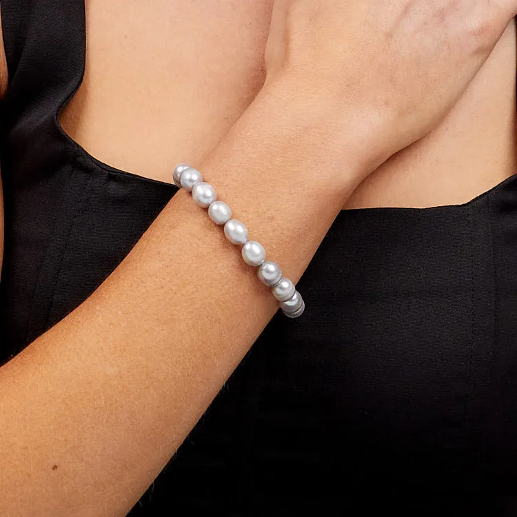 Women's Freshwater Pearl Bracelet | 8mm Grey Freshwater Pearl Bracelet