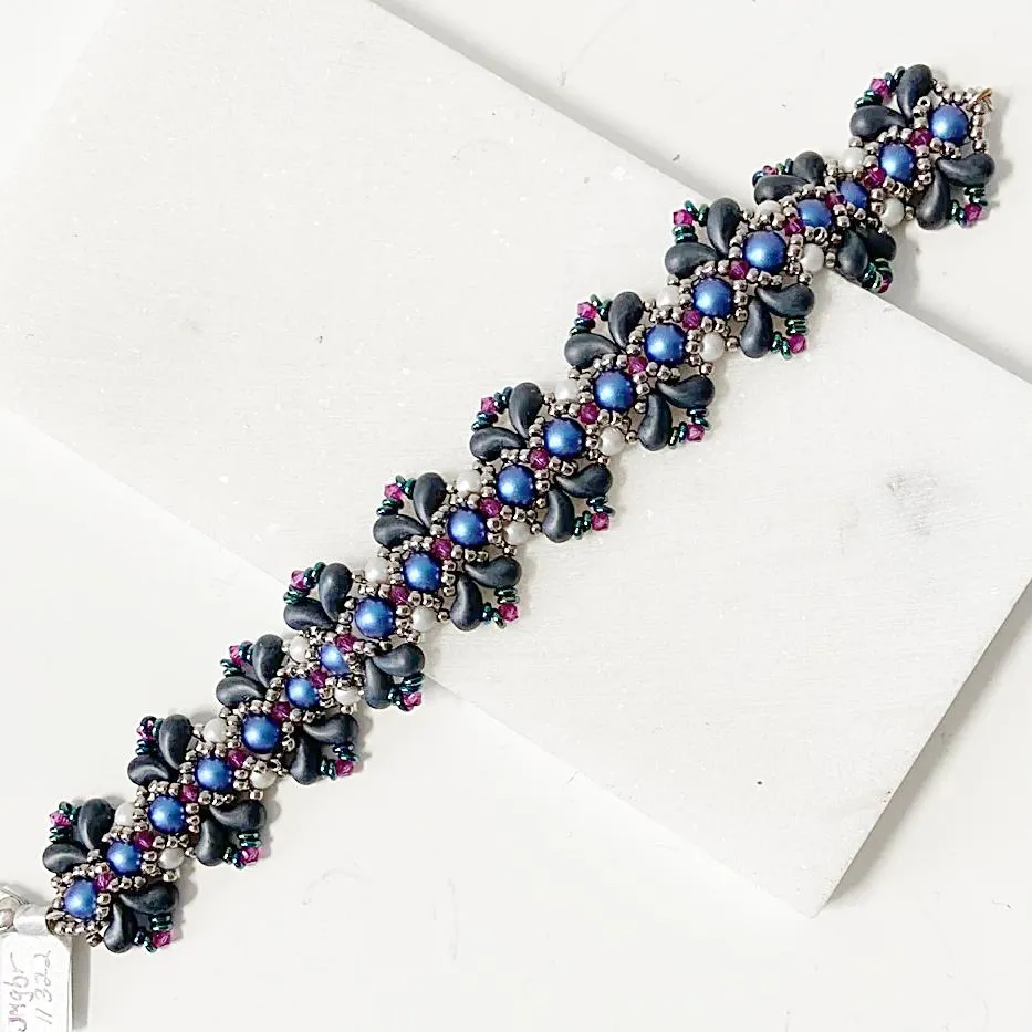 Woven Blue Bracelet/Crystal/Pearl Bracelet, Blue Bracelet-