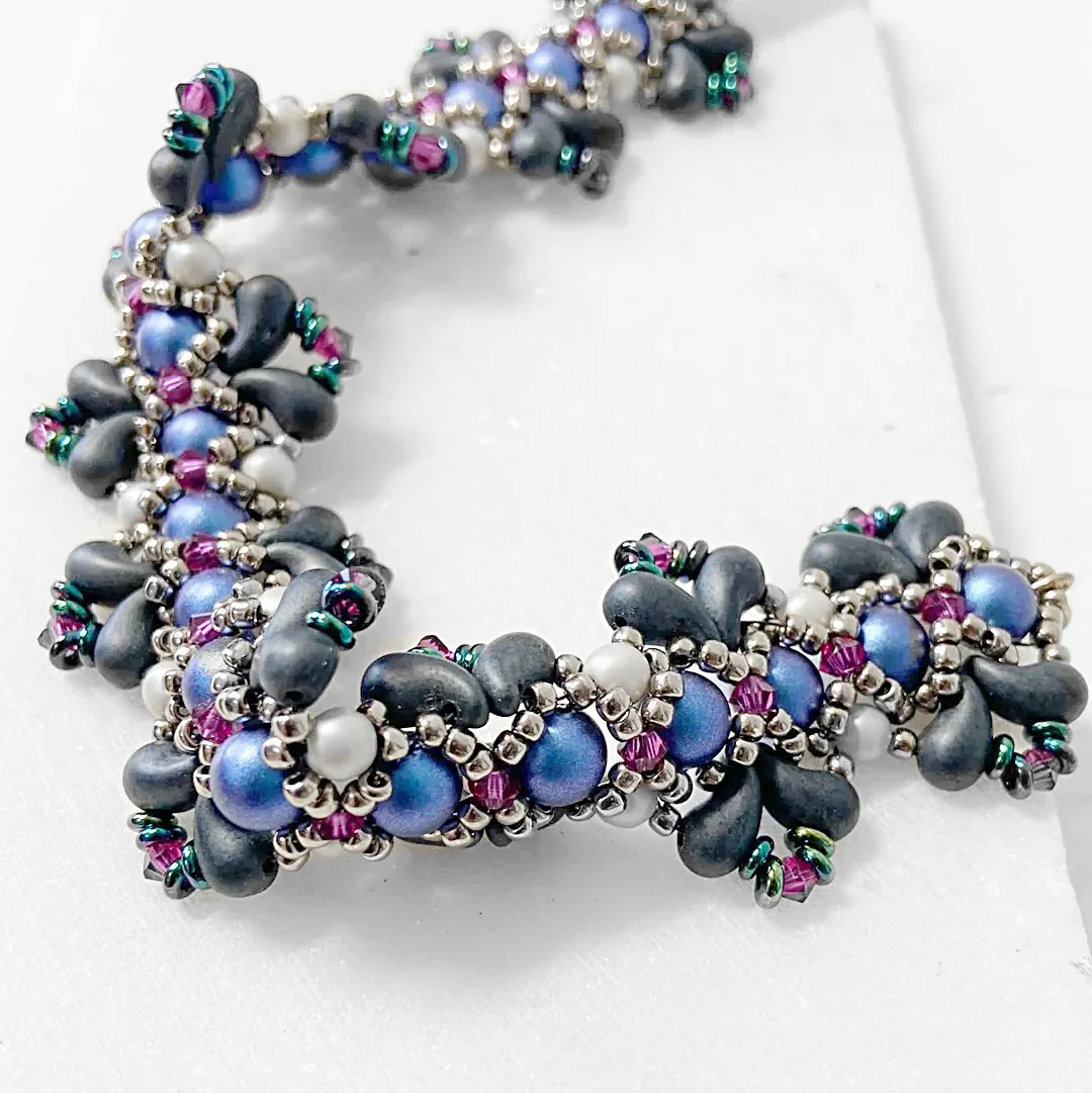 Woven Blue Bracelet/Crystal/Pearl Bracelet, Blue Bracelet-